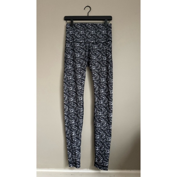 LULULEMON Black White Speckle High-Waisted Wunder Under Leggings